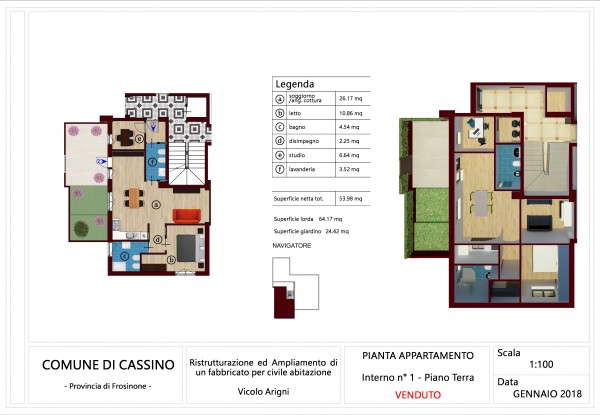 Appartamento in vendita a Cassino, Centralissima, Con giardino, 55 mq - Foto 2