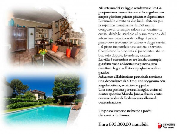 Villa in vendita a Vinovo, De.ga., Con giardino, 150 mq - Foto 2